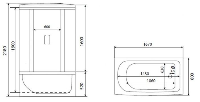 Душевая кабина Timo eco 168*80*218  (TE-0770)