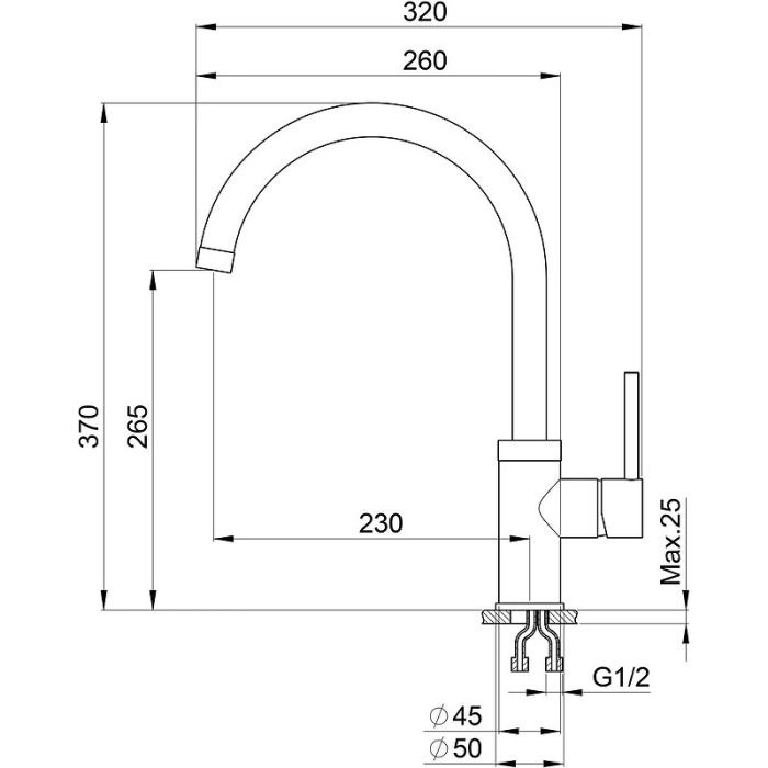 Смеситель для кухни Point PN3101GR Графит Хром