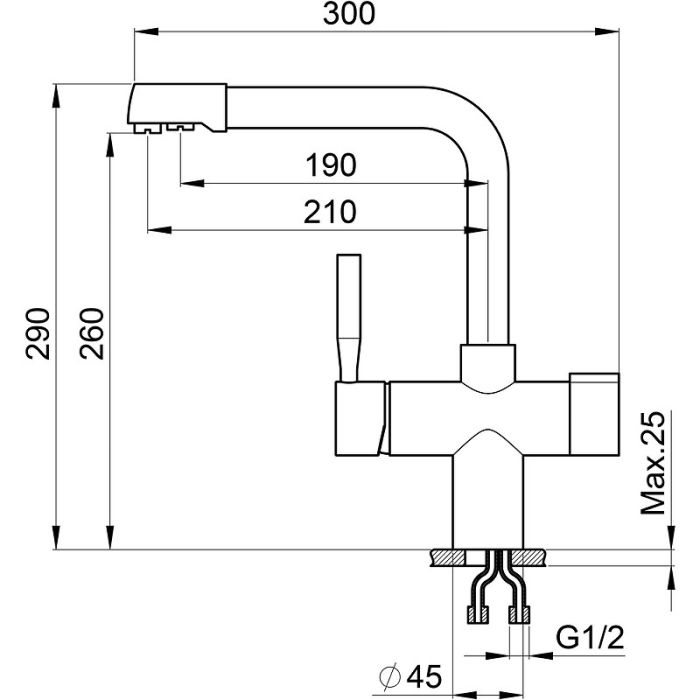 Смеситель для кухни Point PN3104GR Графит Хром