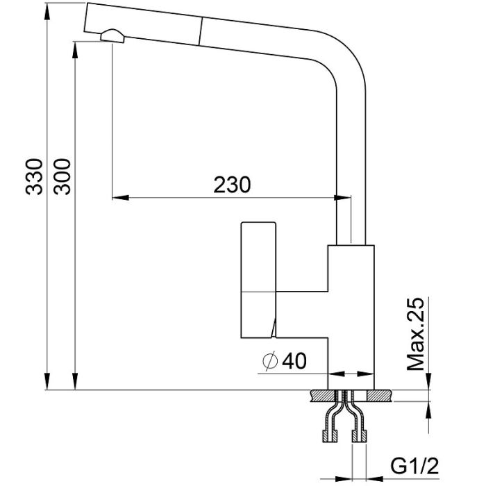 Смеситель для кухни Point PN3102AL Серый Хром