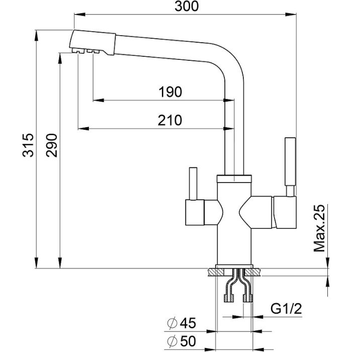 Смеситель для кухни Point PN3103BG Бежевый Хром