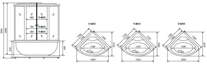 Душевая кабина Timo Comfort Fabric Glass 120*120*220  (T-8825F)