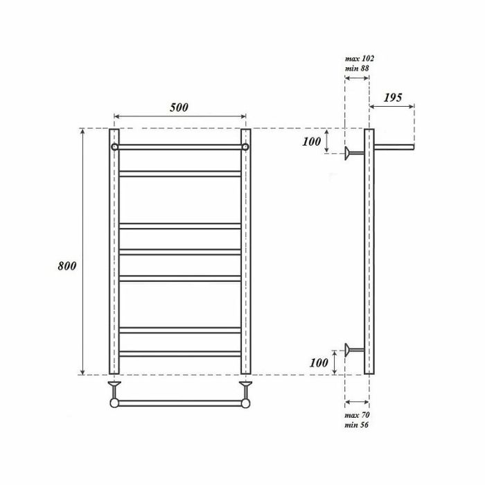 Водяной полотенцесушитель Point Аврора PN10158P П6 500x800 с полкой Хром