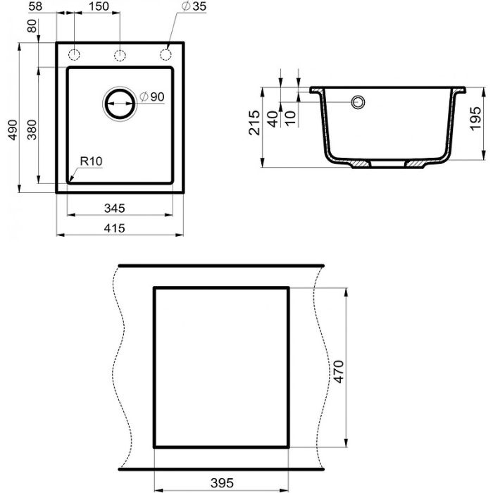 Кухонная мойка Point Динара 42 PN3004AL Серая