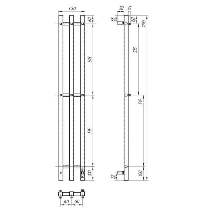 Электрический полотенцесушитель Point Гермес PN13822W П3 120x1200 диммер справа Белый