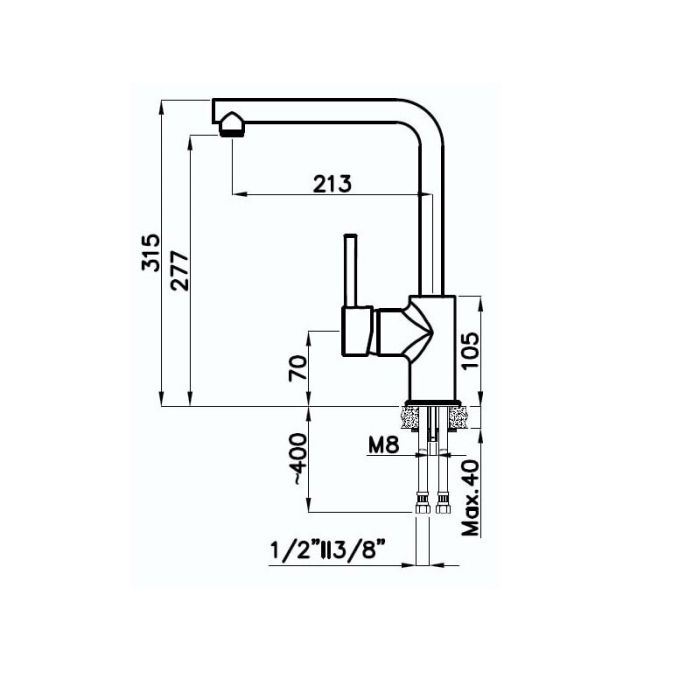 Смеситель Rivelato Vico 9021608 antracite cromo, для кухонной мойки, с вытягиваемым изливом, цвет антрацит/хром