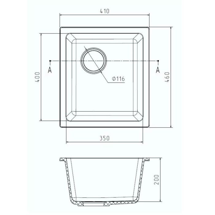 Кухонная мойка Rivelato Berkana BK-35 brina, 41,5 x 45,5 см, кварц, цвет иней