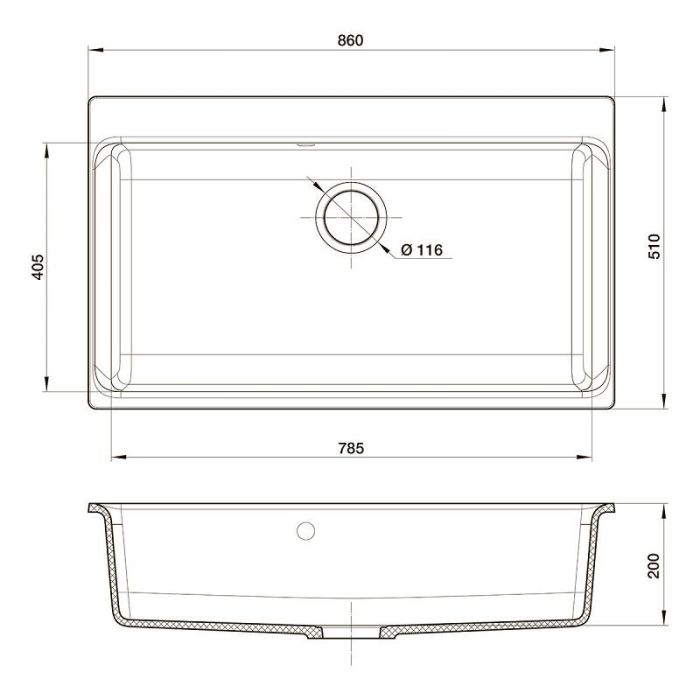 Кухонная мойка Rivelato Axel Х-90 темно-бежевый, искусственный камень, 86 x 51 см, цвет темно-бежевый