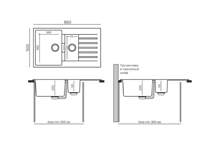 Кухонная мойка TOLERO Loft TL-860 Грей