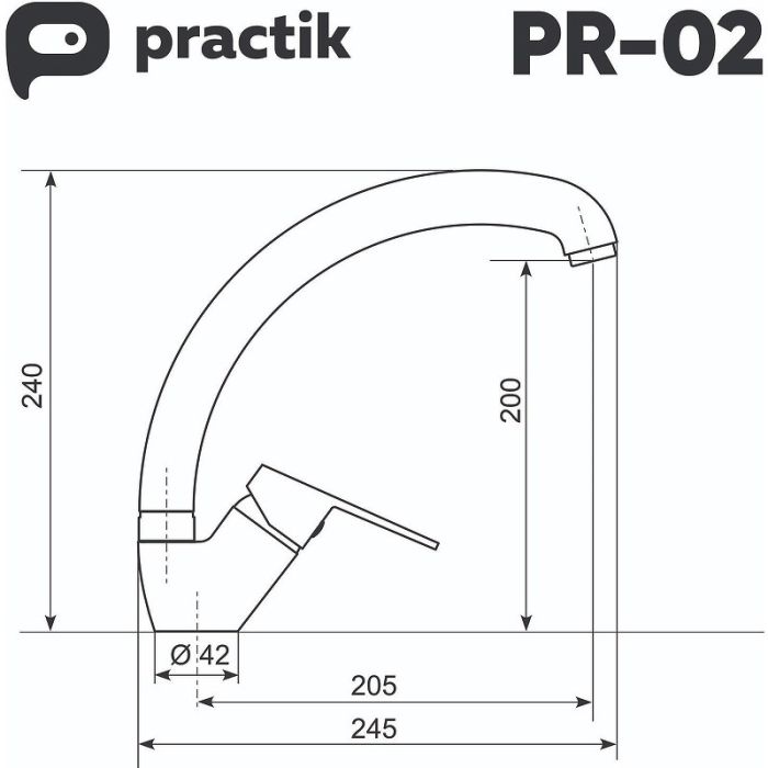 Смеситель для кухни Ulgran Practik PR-02-004 Черный оникс