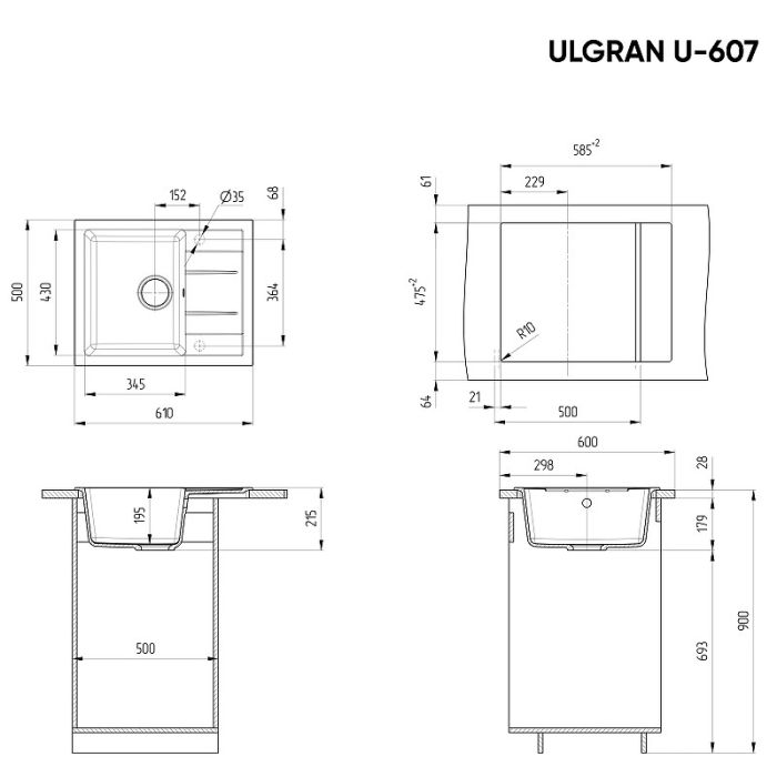 Кухонная мойка Ulgran Classic U-607-302 Песочная