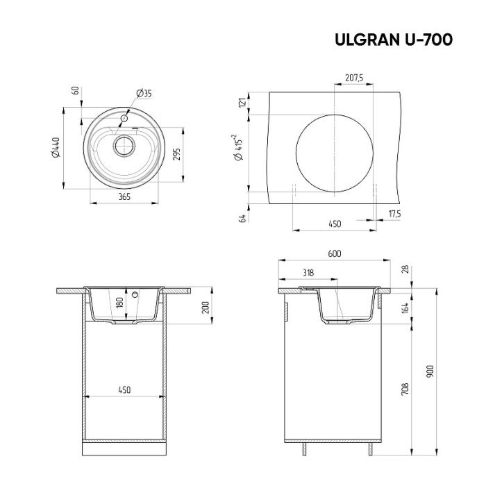 Кухонная мойка Ulgran Classic U-700-302 Песочная