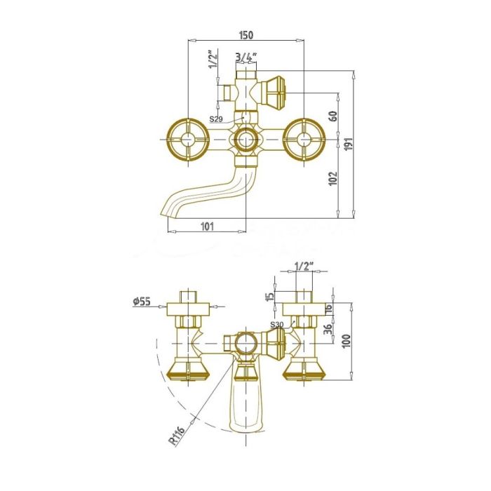 Душевая система Bronze de Luxe ROYAL 10121PF, бронза