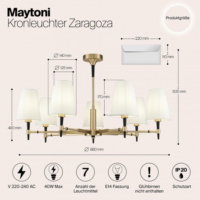 Люстра на штанге Maytoni Zaragoza H001CL-07BS