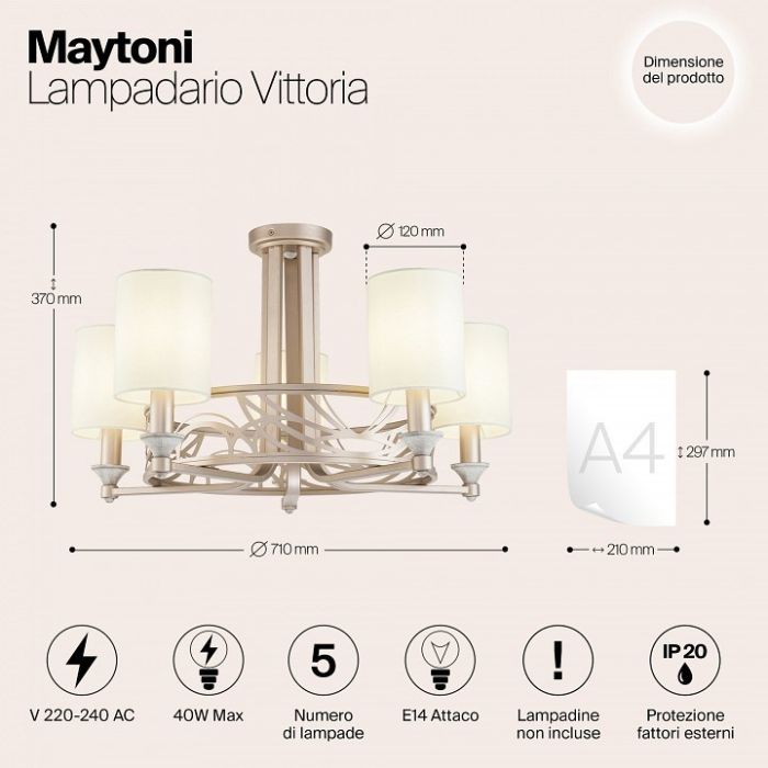 Подвесная люстра Maytoni Vittoria H004CL-05BG