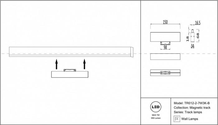 Накладной светильник Maytoni BASIS TR012-2-7W3K-B