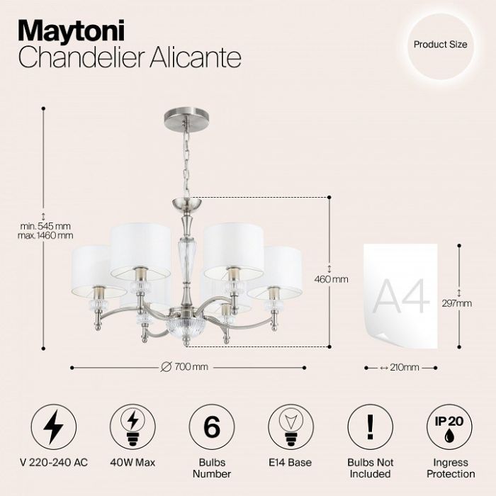 Подвесная люстра Maytoni Alicante MOD014CL-06N