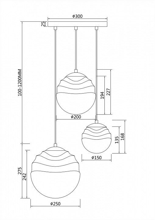 Подвесной светильник Maytoni Vinare P074PL-03N