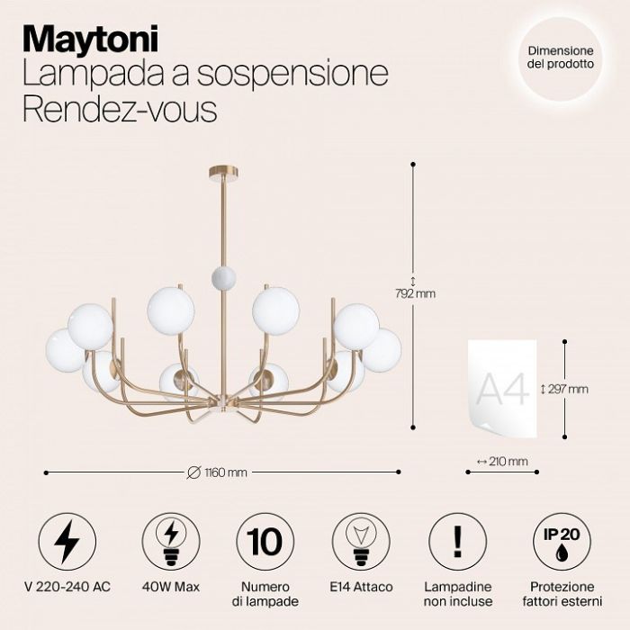 Люстра на штанге Maytoni Rendez-vous MOD109PL-10BS