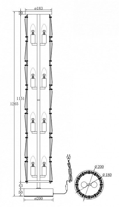 Торшер Maytoni Puntes MOD043FL-08CH