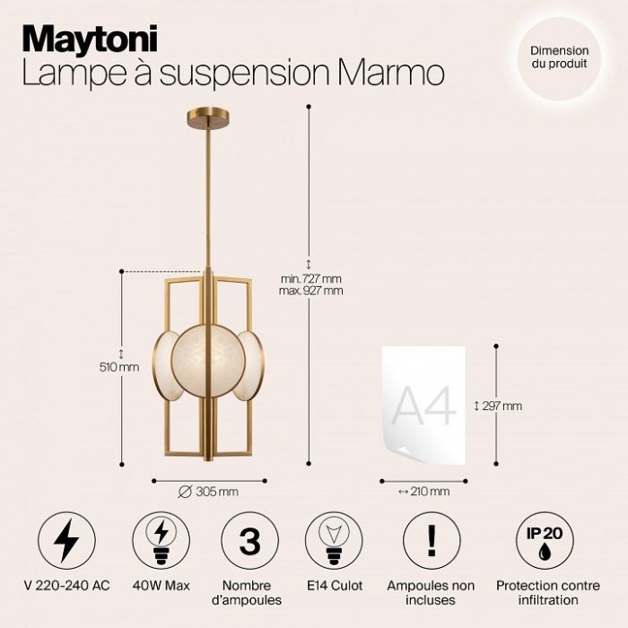 Люстра на штанге Maytoni Marmo MOD099PL-03G