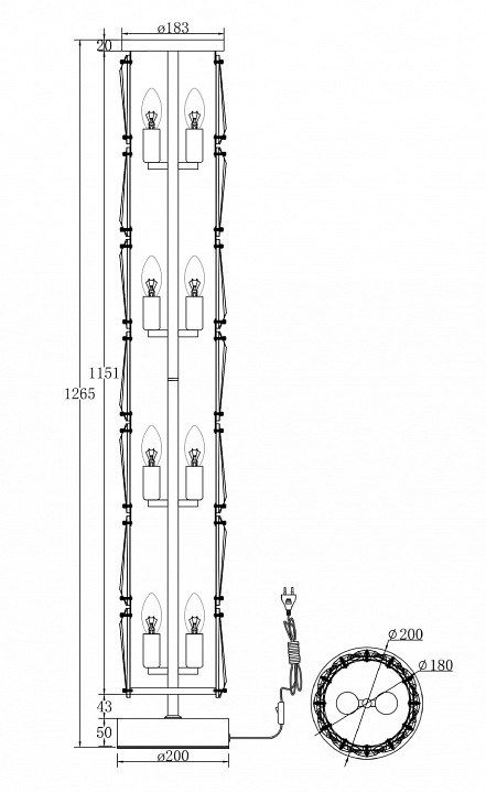 Торшер Maytoni Puntes MOD043FL-08G