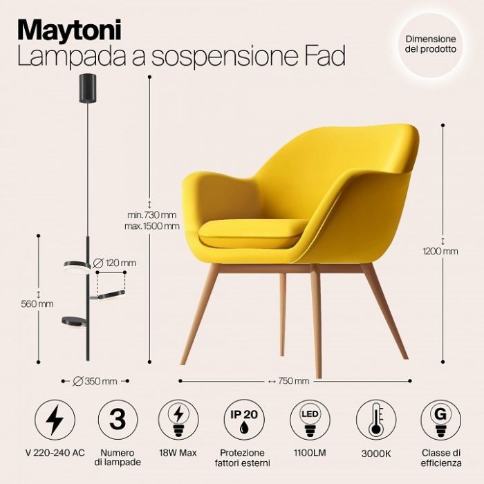 Подвесной светильник Maytoni Fad MOD070PL-L18B3K