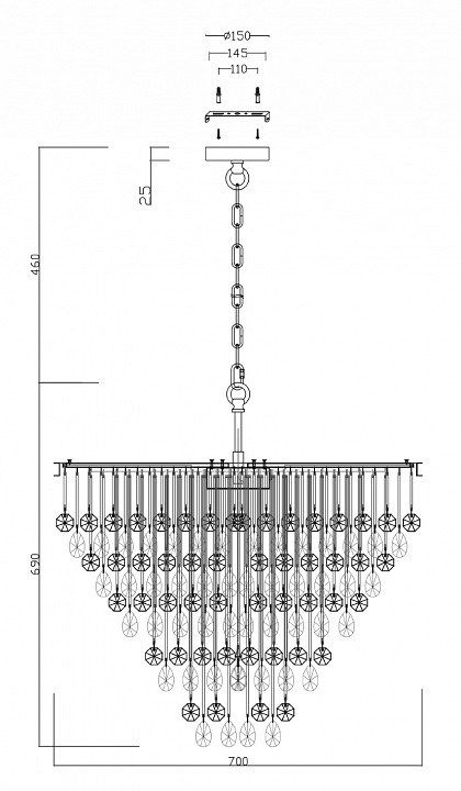 Подвесная люстра Maytoni Linn MOD091PL-09CH