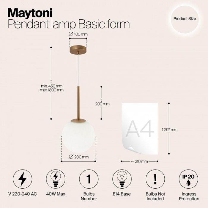 Подвесной светильник Maytoni Basic form MOD321PL-01G3