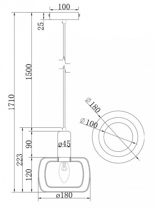 Подвесной светильник Maytoni Vision MOD411PL-01G