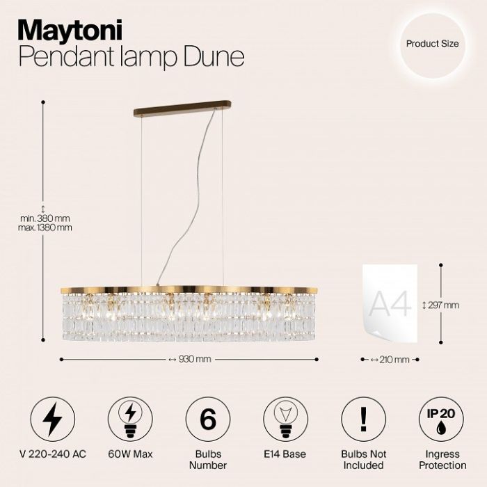 Подвесная люстра Maytoni Dune DIA005PL-06G