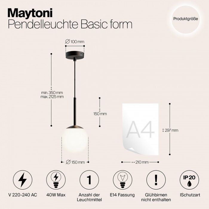 Подвесной светильник Maytoni Basic form MOD321PL-01B