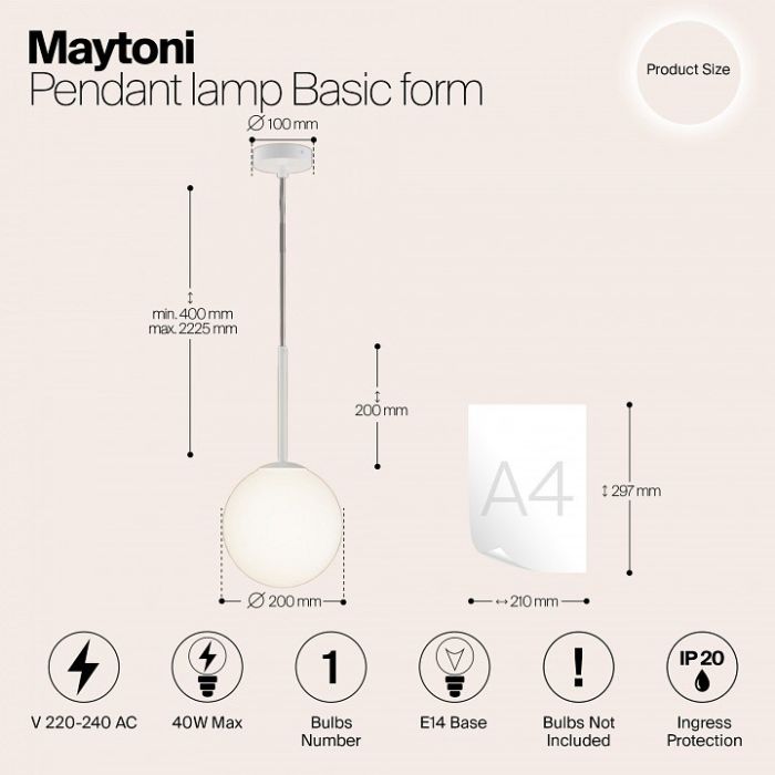 Подвесной светильник Maytoni Basic form MOD321PL-01W1