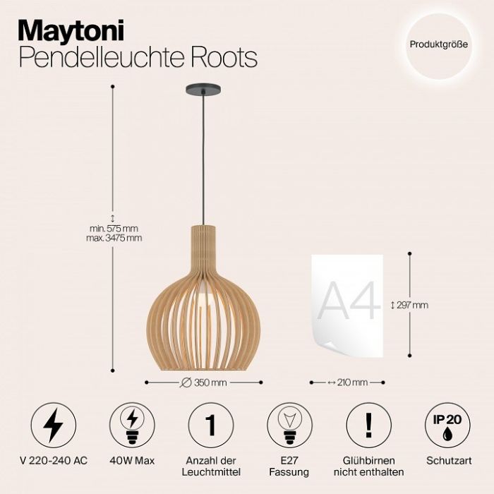 Подвесной светильник Maytoni Roots MOD194PL-01W