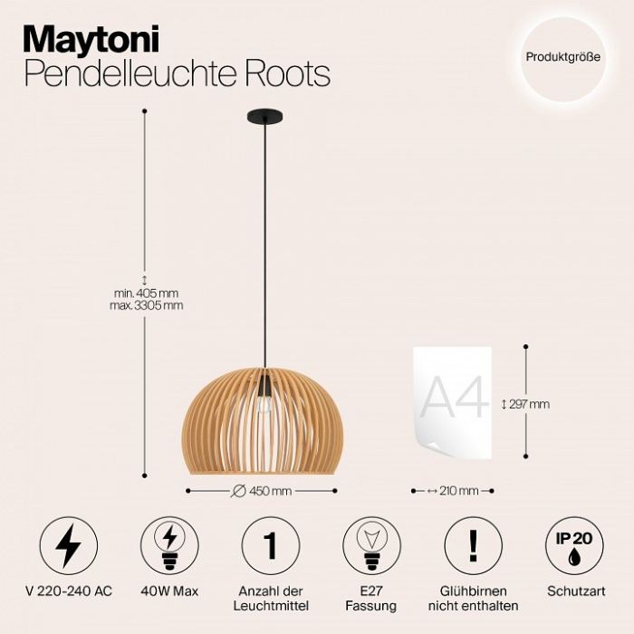 Подвесной светильник Maytoni Roots MOD195PL-01W1