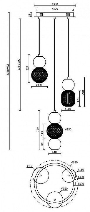 Подвесная люстра Maytoni Drop MOD273PL-L33G3K