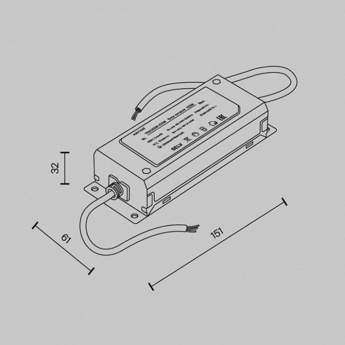 Блок питания с проводом Maytoni Power Supply Parity TRA130DR-100W