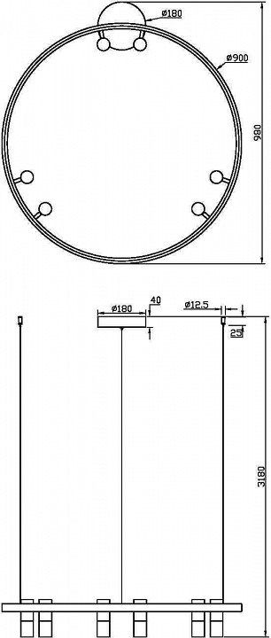 Подвесная люстра Maytoni Halo MOD102PL-L42BK