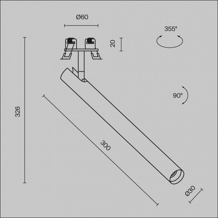 Встраиваемый светильник на штанге Maytoni Focus T C141RS-L300-6W3K-B