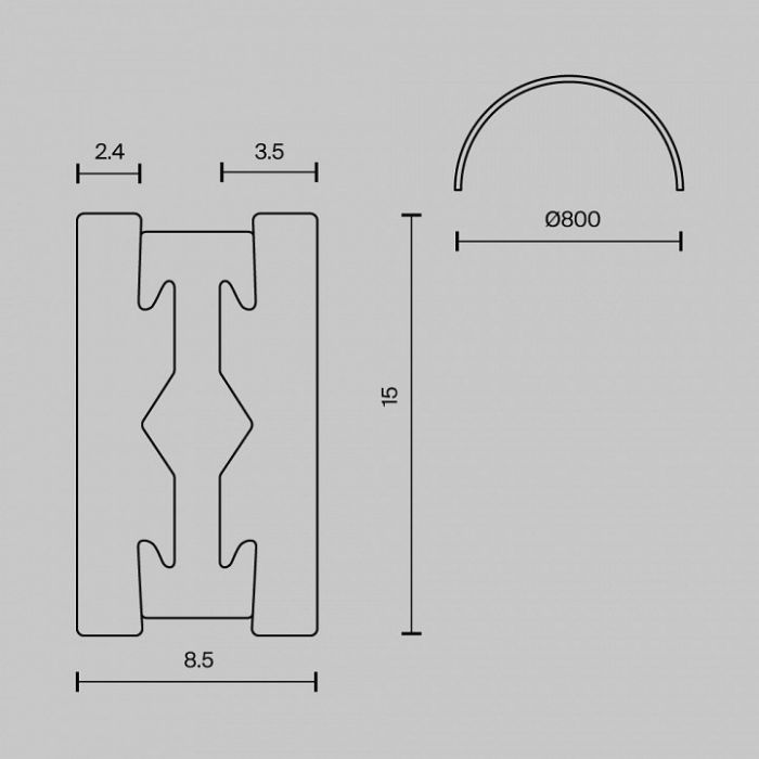 Трек накладной Maytoni Busbar trunkings Flarity TRX154-SR-D800-BS