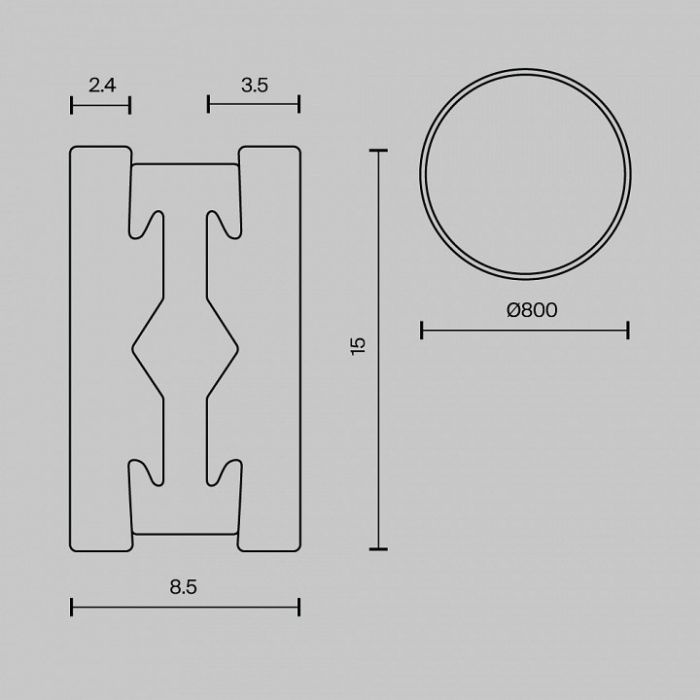 Трек накладной Maytoni Busbar trunkings Flarity TRX154-R-D800-BS