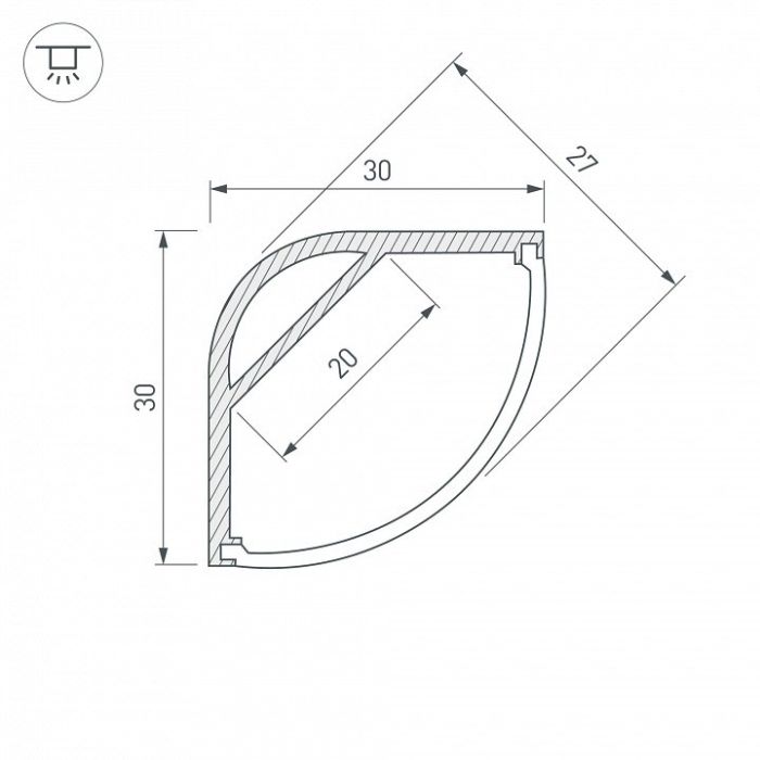 Профиль накладной угловой внутренний Arlight ARH-KANT-H30-2000 ANOD 016136