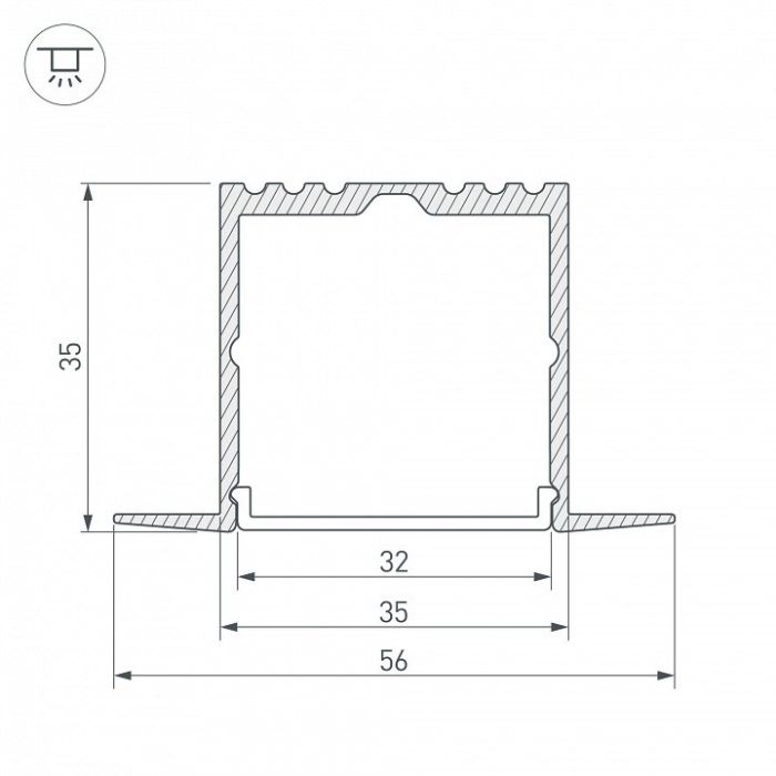 Профиль встраиваемый Arlight ARH-POWER-F-W35-2000 ANOD 016139