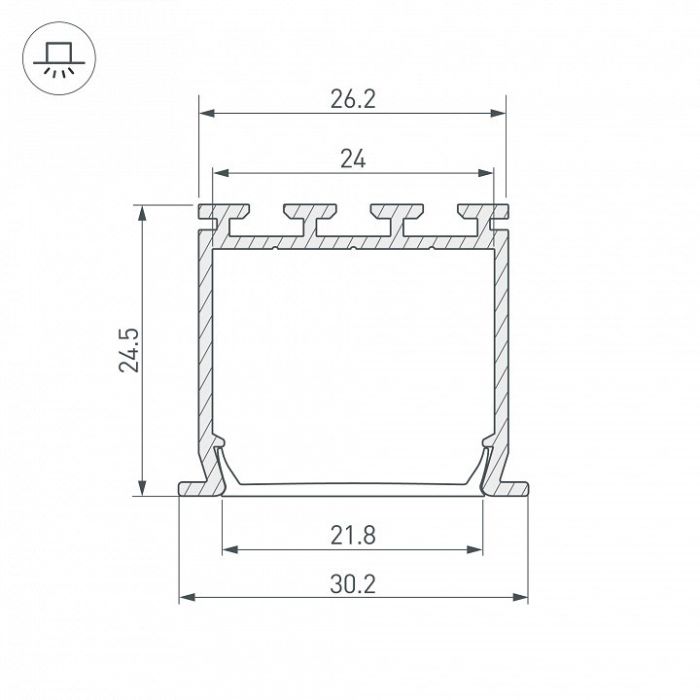 Профиль встраиваемый Arlight PLS-LOCK-H25-FS-2000 ANOD 016446