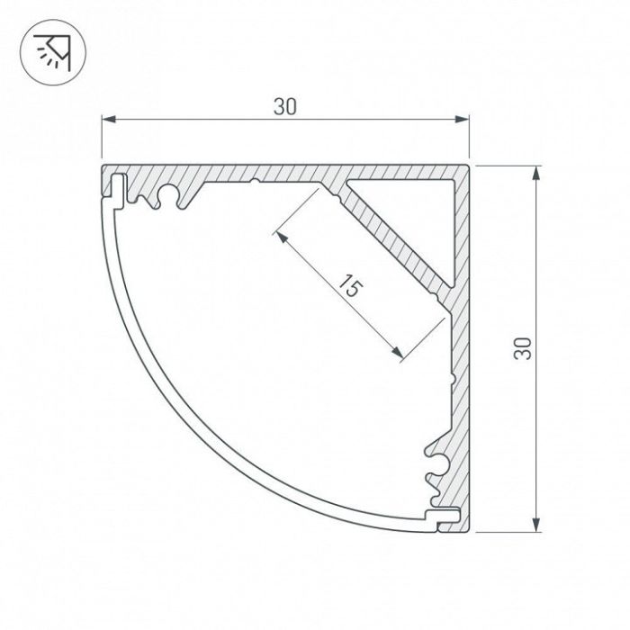 Профиль накладной Arlight SL-KANT-H30-2000 ANOD 019333