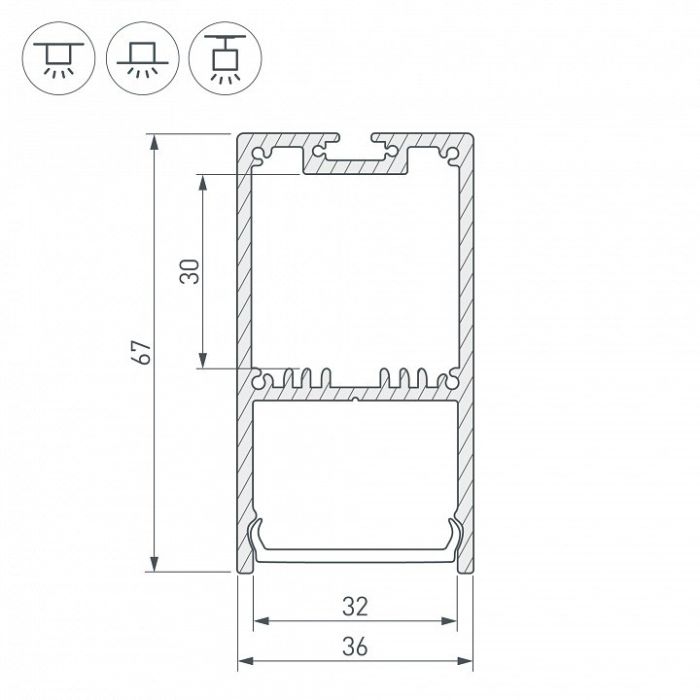 Профиль подвесной Arlight SL-LINE-3667-2000 ANOD 019299