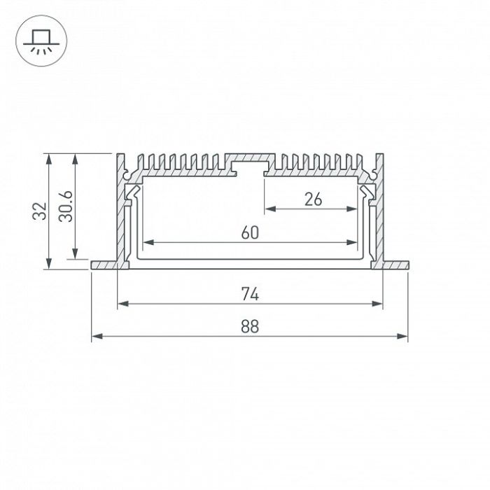 Профиль встраиваемый Arlight SL-LINIA88-F-2000 ANOD 019315