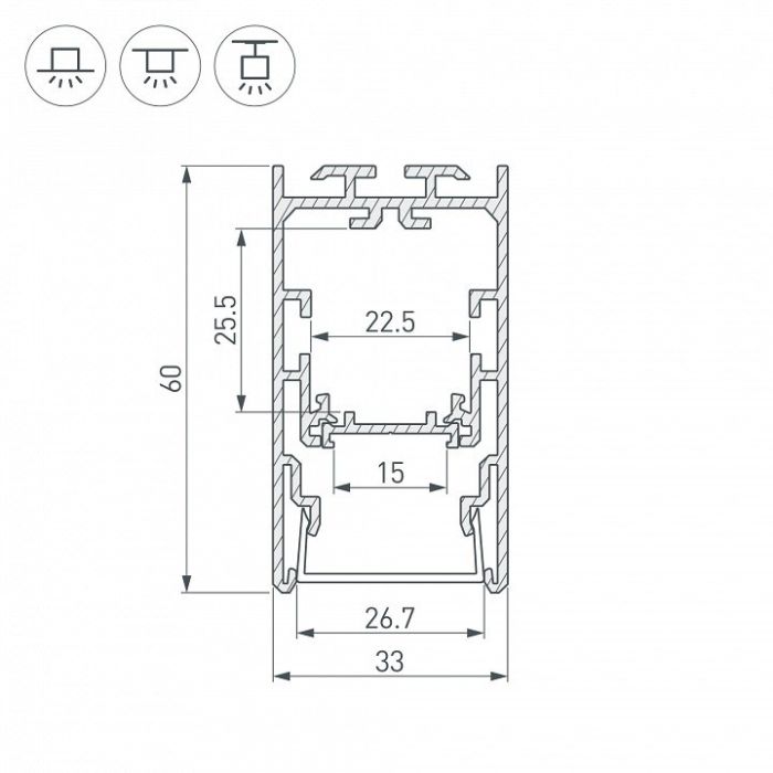 Профиль Arlight S2-LINE-3360-2500 ANOD+OPAL 021171