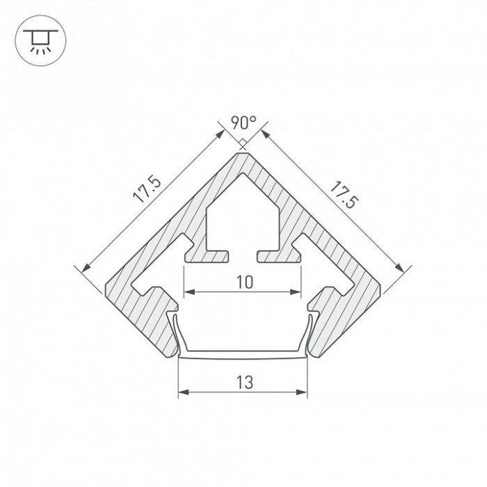 Профиль Arlight PDS45-KUB-2000 ANOD 021646