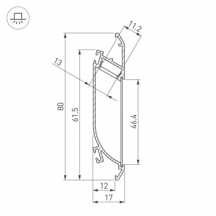 Профиль Arlight K-WALL-2000 ANOD 021716